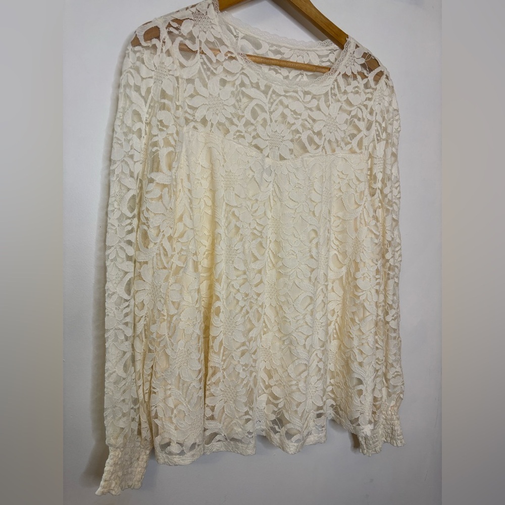 Torrid Ivory Romantic Mesh and Lace Victorian Feminine Top - Picture 9 of 9